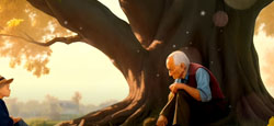 hombre nino arbol